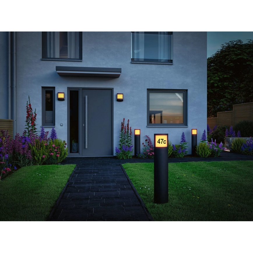 Paulmann 94514 - LED/8,5W IP44 Regulable para número de casa con sensor de movimiento y crepúsculo PADEA 230V antracita