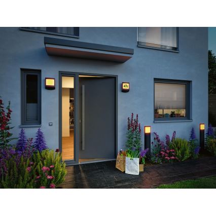Paulmann 94515 - LED/8,5W IP44 Iluminación para número de casa regulable con sensor de movimiento y sensor crepuscular PADEA 230V antracita