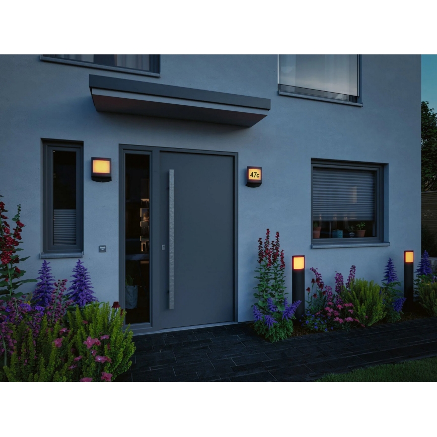 Paulmann 94515 - LED/8,5W IP44 Iluminación para número de casa regulable con sensor de movimiento y sensor crepuscular PADEA 230V antracita