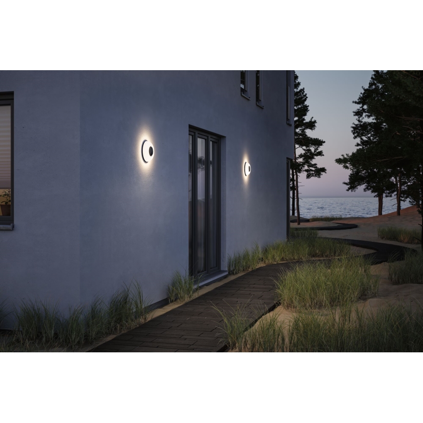 Paulmann 94956 - LED/20,5W IP65 Aplique de pared exterior regulable con sensor de movimiento y de crepúsculo AUREVA 230V 2200/3000/4000K antracita