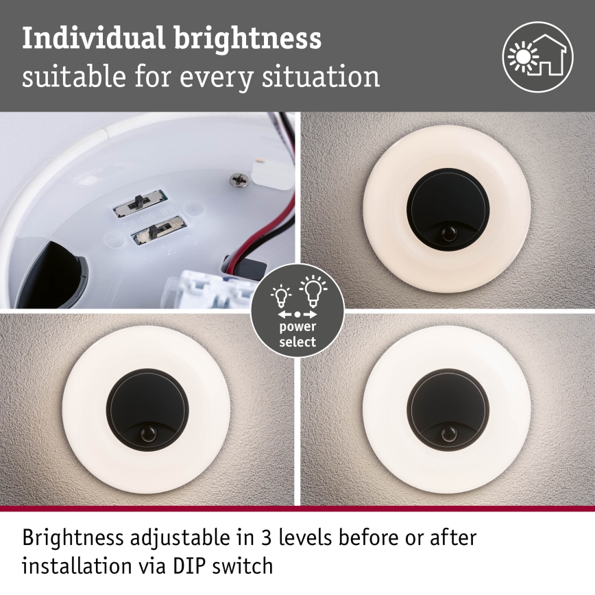 Paulmann 94956 - LED/20,5W IP65 Aplique de pared exterior regulable con sensor de movimiento y de crepúsculo AUREVA 230V 2200/3000/4000K antracita