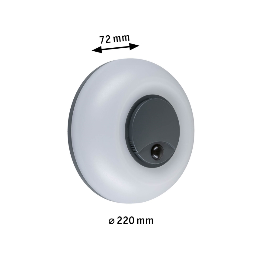 Paulmann 94956 - LED/20,5W IP65 Aplique de pared exterior regulable con sensor de movimiento y de crepúsculo AUREVA 230V 2200/3000/4000K antracita