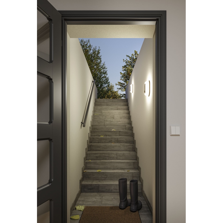 Paulmann 94958 - LED/18,5W IP65 Aplique de pared exterior regulable con sensor de movimiento y de crepúsculo ELUNOR 230V 2200/3000/4000K antracita