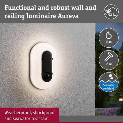 Paulmann 94958 - LED/18,5W IP65 Aplique de pared exterior regulable con sensor de movimiento y de crepúsculo ELUNOR 230V 2200/3000/4000K antracita