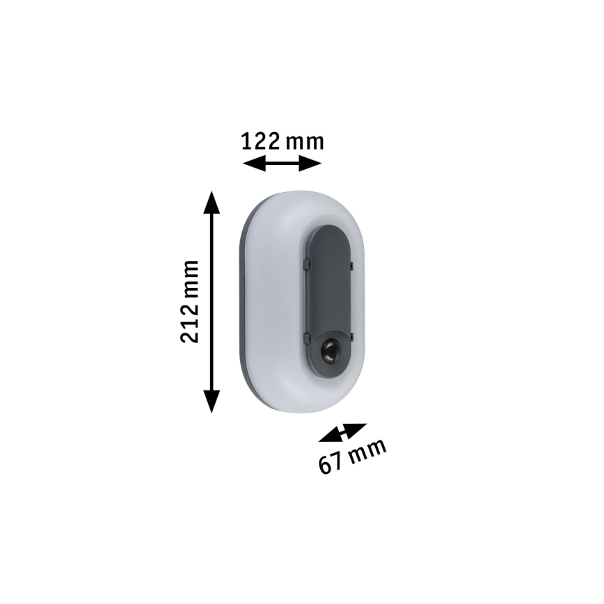 Paulmann 94958 - LED/18,5W IP65 Aplique de pared exterior regulable con sensor de movimiento y de crepúsculo ELUNOR 230V 2200/3000/4000K antracita