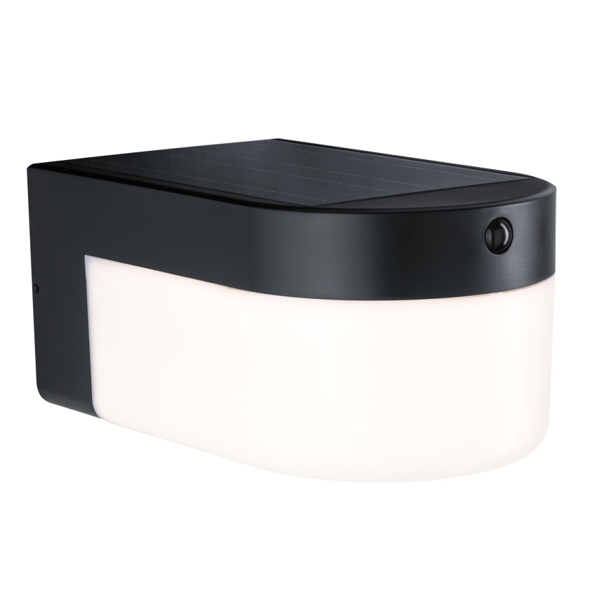 Paulmann 95747 - LED/2,3W IP44 Aplique de pared solar con sensor CALYNE 3,7/230V 4000 mAh negro