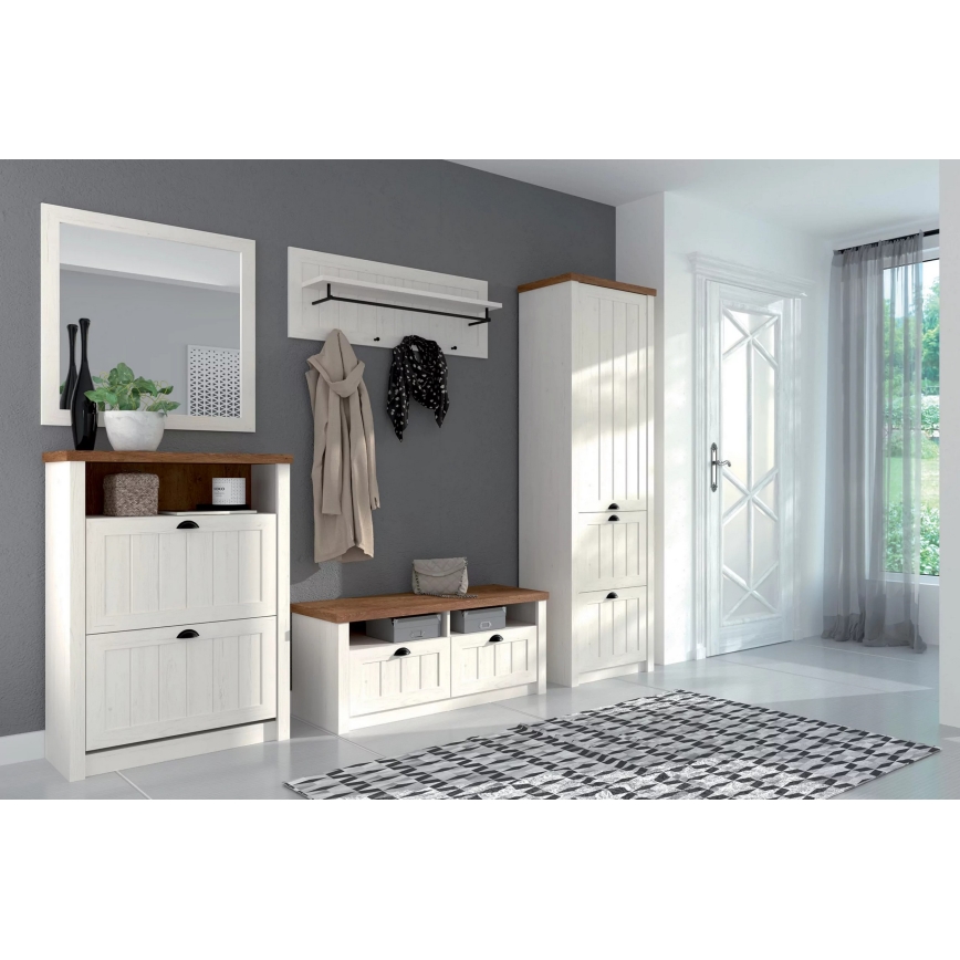 Percha de pared LEMAS 40x109 cm blanco+