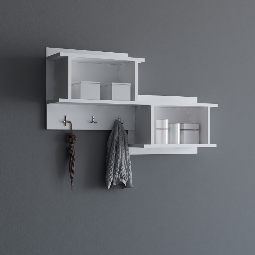 Perchero de pared con estante NIZZA 51,8x100 cm blanco