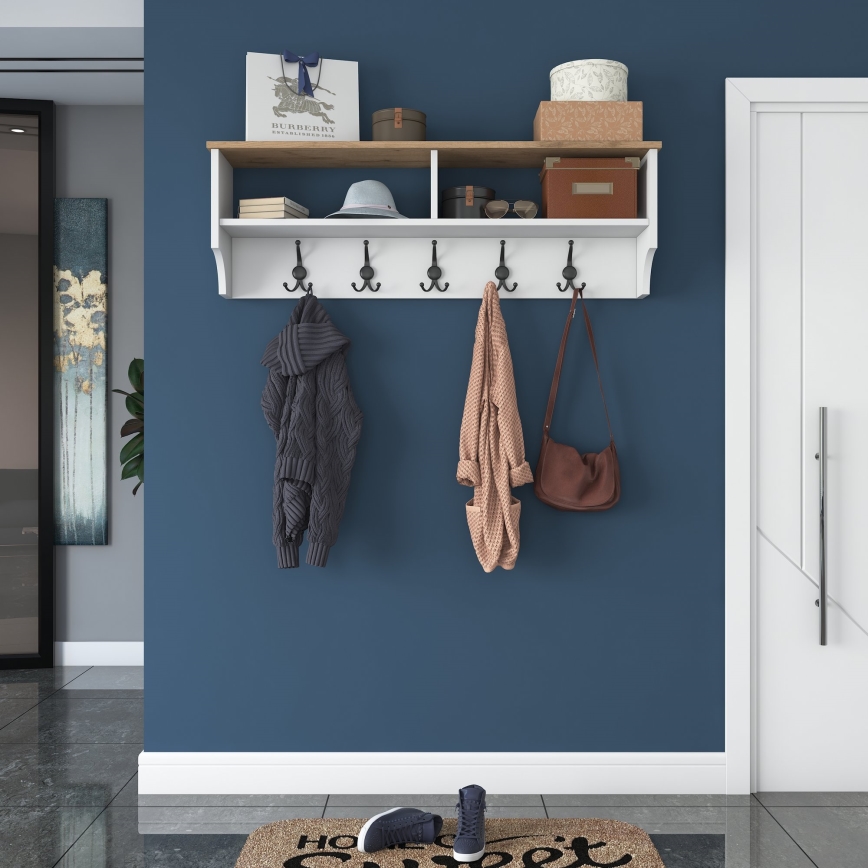 Perchero de pared RANI 120x37x22 cm blanco/beige