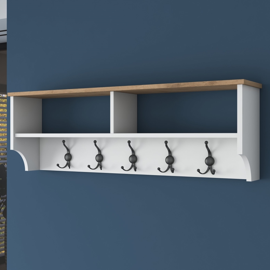 Perchero de pared RANI 120x37x22 cm blanco/beige