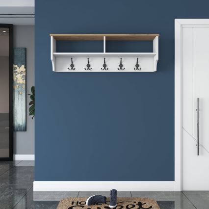 Perchero de pared RANI 120x37x22 cm blanco/beige