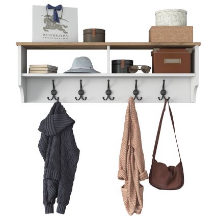 Perchero de pared RANI 120x37x22 cm blanco/beige
