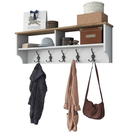 Perchero de pared RANI 120x37x22 cm blanco/beige
