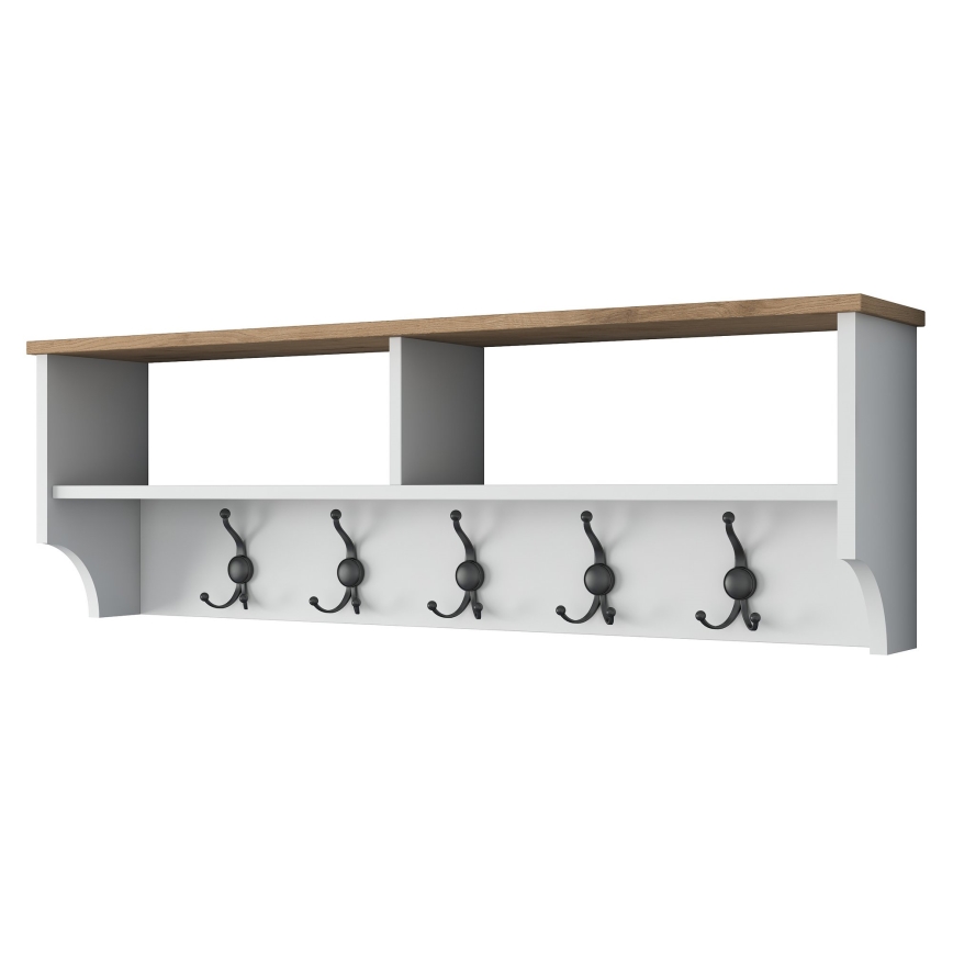 Perchero de pared RANI 120x37x22 cm blanco/beige