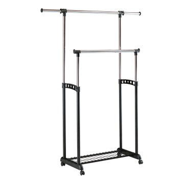 Perchero metálico móvil 170x142 cm negro/cromo brillante