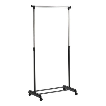 Perchero metálico móvil 170x88 cm negro/cromo brillante