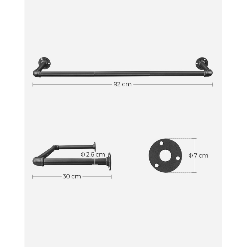 Perchero mural para perchas LINEA 92x7x30 cm, negro