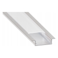 Perfil empotrable de 1 m para tiras LED, acabado plata/blanco