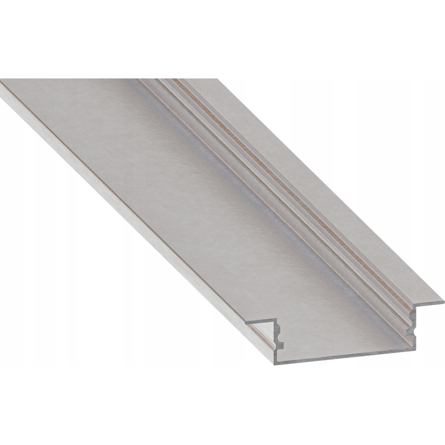 Perfil empotrable de 1 m para tiras LED, acabado plata/blanco