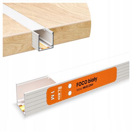Perfil empotrable para tiras LED, 1 m, blanco