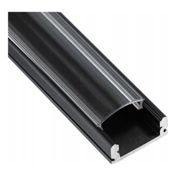 Perfil empotrable para tiras LED, 1 m, negro/transparente