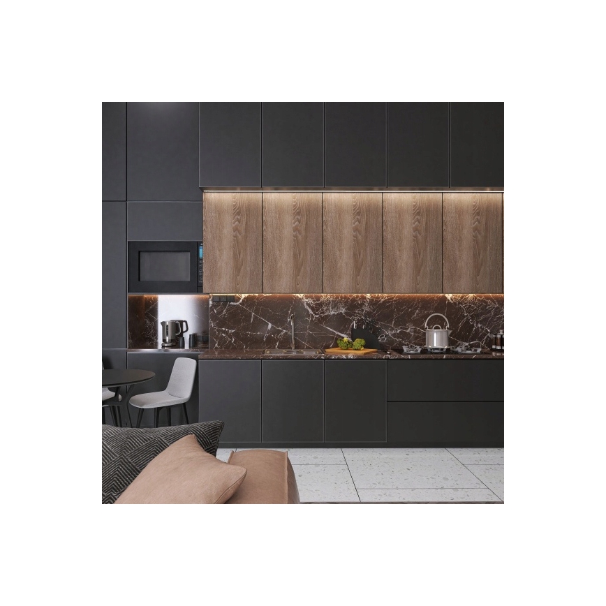 Perfil empotrable para tiras LED, 1 m, negro/transparente