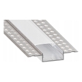 Perfil empotrable para tiras LED, 1 m, plateado/blanco
