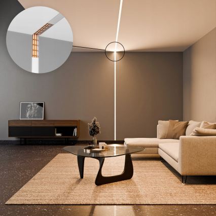 Perfil empotrable para tiras LED, 1 m, plateado/blanco
