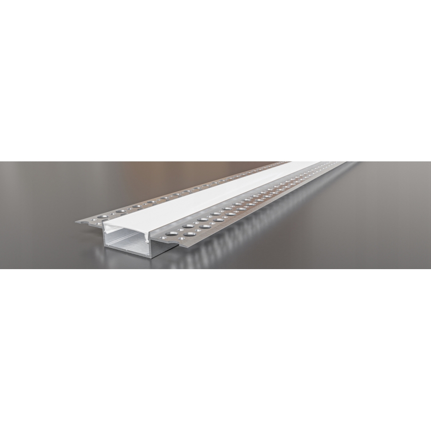 Perfil empotrable para tiras LED, 1 m, plateado/blanco