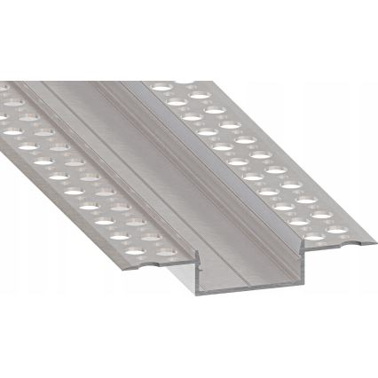 Perfil empotrable para tiras LED, 1 m, plateado/blanco