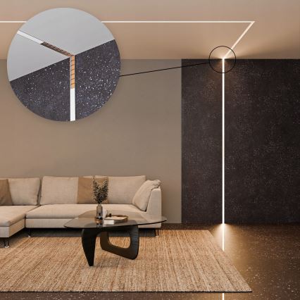 Perfil empotrable para tiras LED 1 m, plateado/blanco