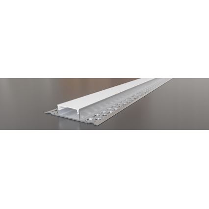 Perfil empotrable para tiras LED 1 m, plateado/blanco