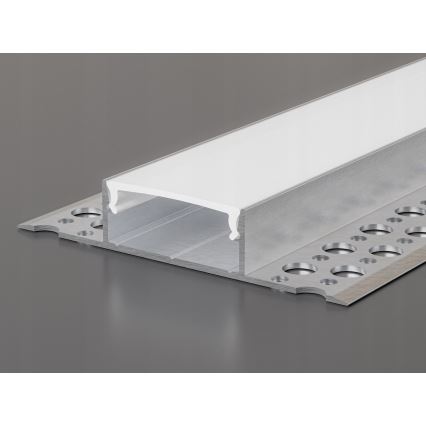 Perfil empotrable para tiras LED 1 m, plateado/blanco