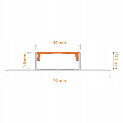 Perfil empotrable para tiras LED 1 m, plateado/blanco