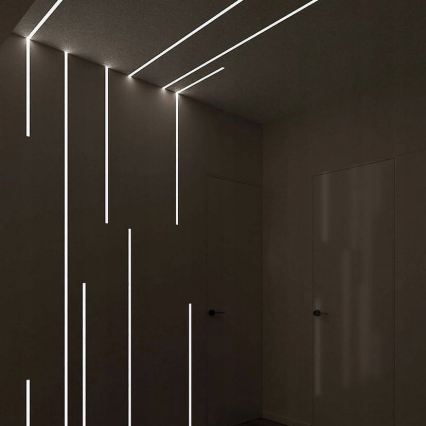 Perfil empotrable para tiras LED de 1 m, plateado/blanco