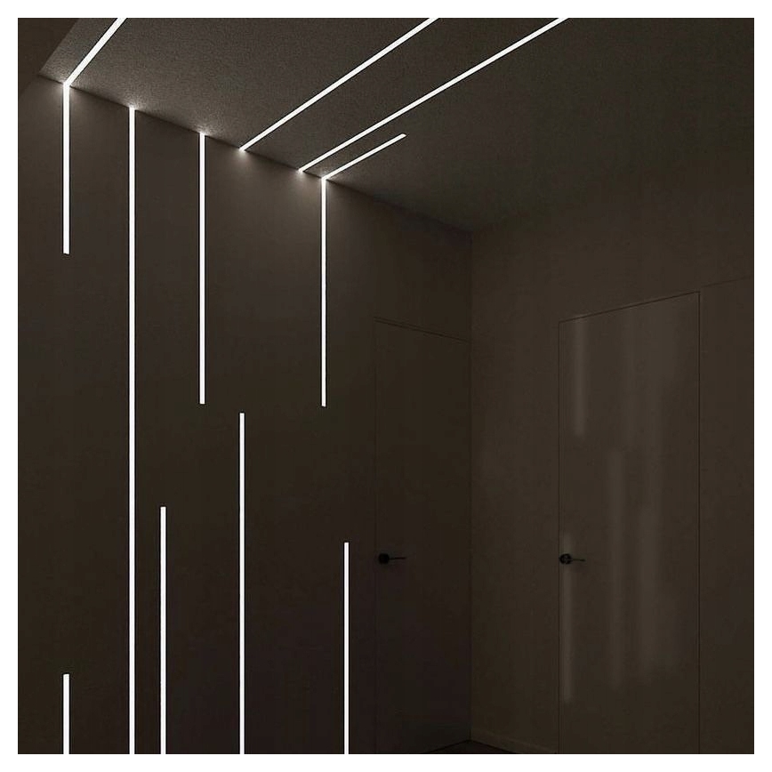 Perfil empotrable para tiras LED de 1 m, plateado/blanco