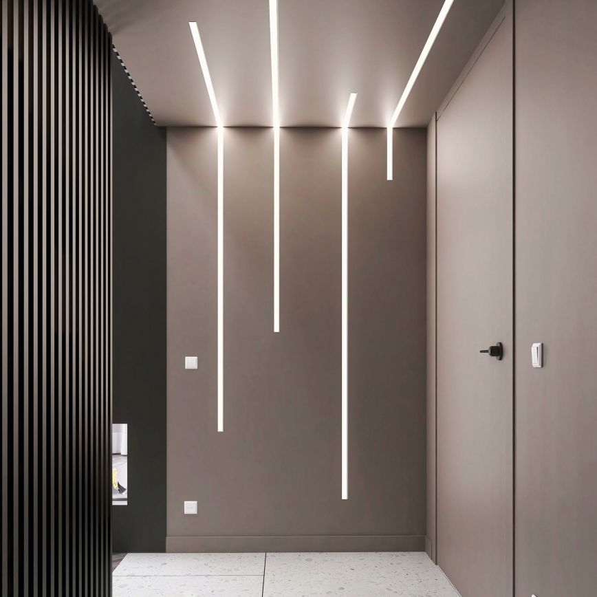 Perfil empotrable para tiras LED de 1 m, plateado/blanco