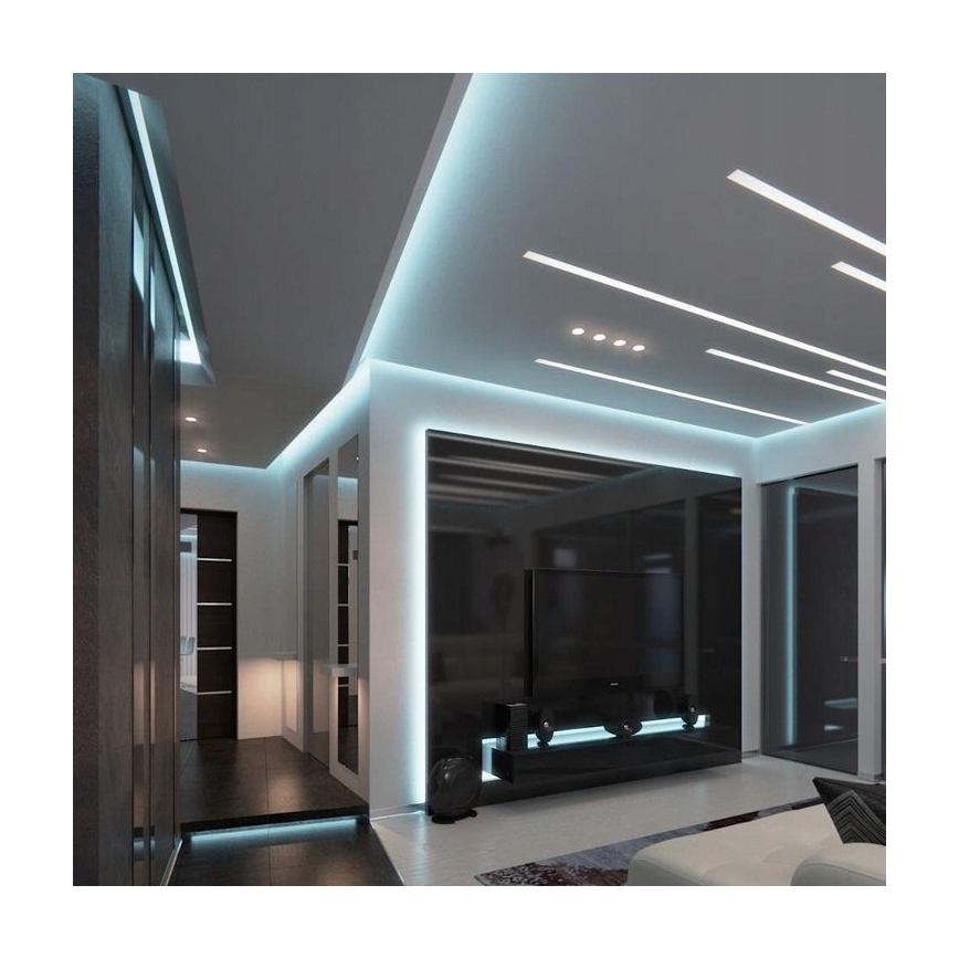 Perfil empotrable para tiras LED de 1 m, plateado/blanco