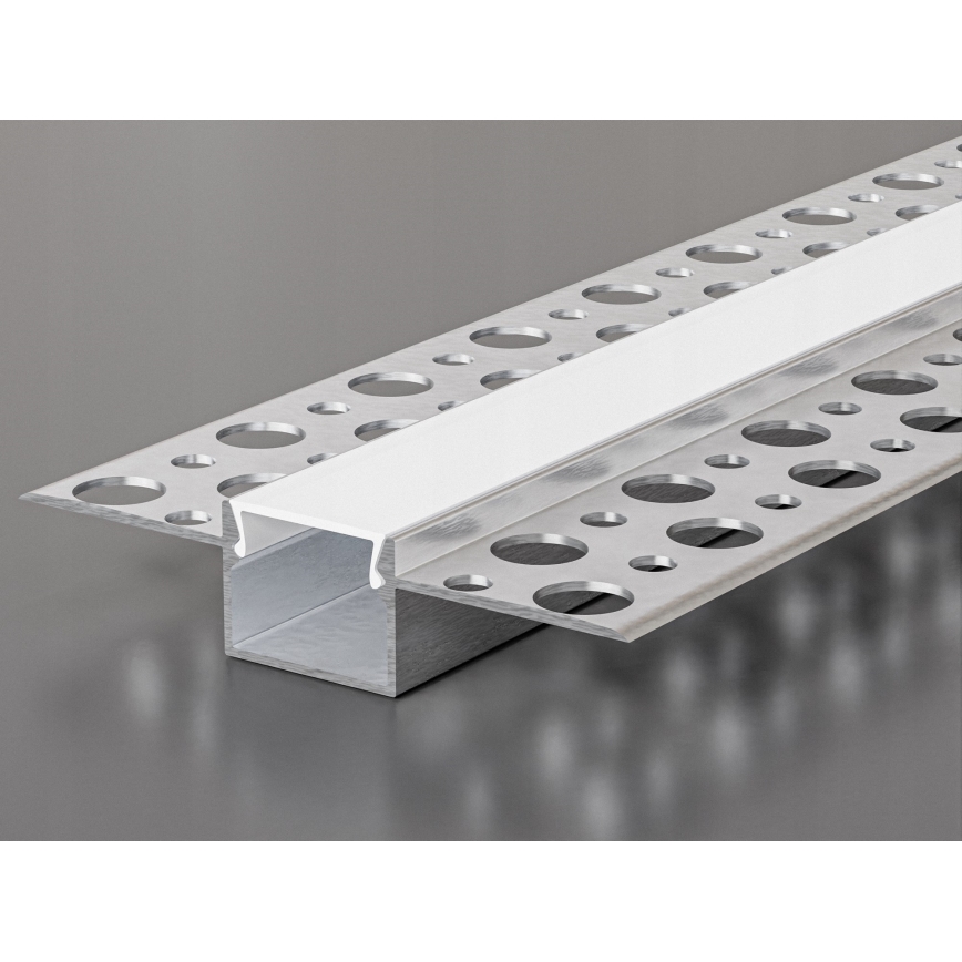 Perfil empotrable para tiras LED de 1 m, plateado/blanco