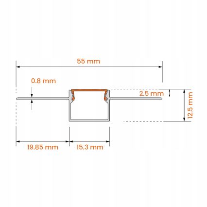 Perfil empotrable para tiras LED de 1 m, plateado/blanco