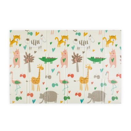PETITE&MARS - Alfombra de juego plegable CAMPY Animals&Hexagon