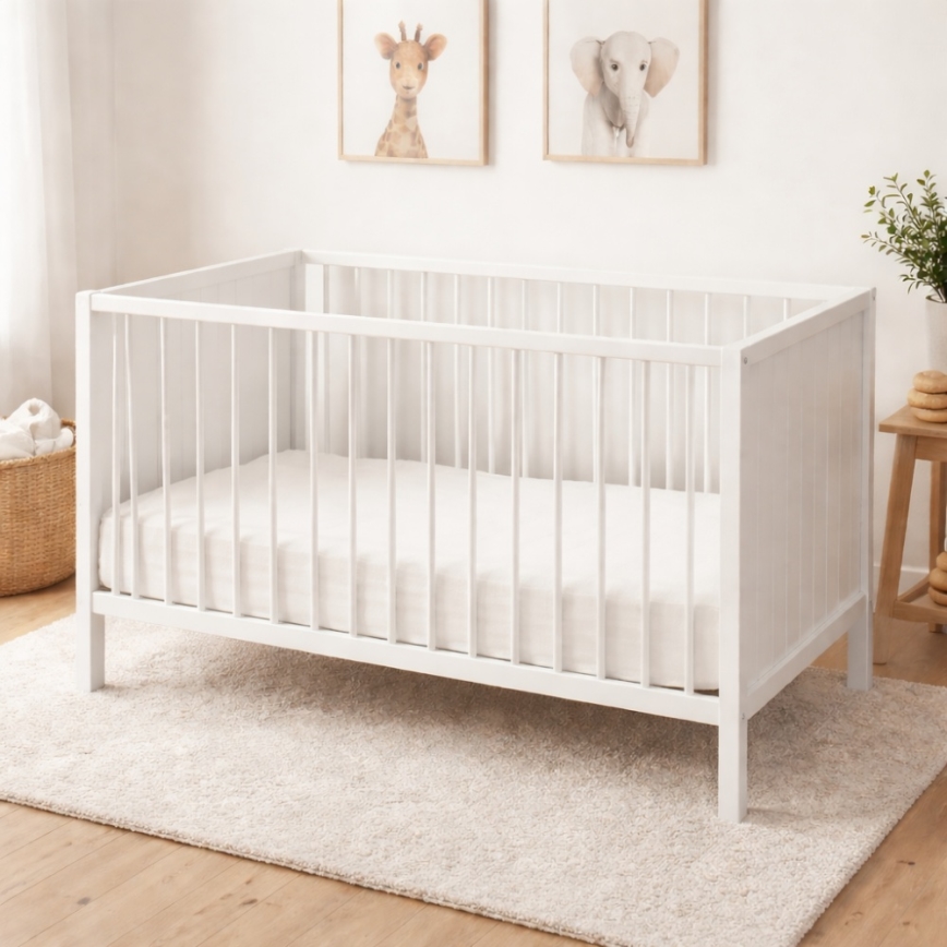 PETITE&MARS - Cuna 3 en 1 MILA 120x60 cm blanca/haya