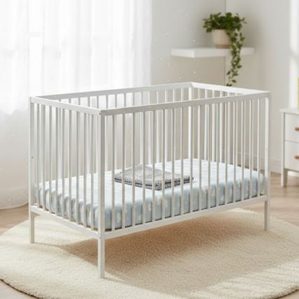 PETITE&MARS - Cuna infantil + barrera NELA BEECH 120x60 cm blanco/haya