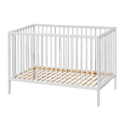PETITE&MARS - Cuna infantil + barrera NELA BEECH 120x60 cm blanco/haya