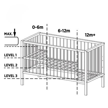 PETITE&MARS - Cuna infantil + barrera NELA BEECH 120x60 cm blanco/haya