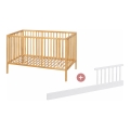 PETITE&MARS - Cuna para bebé + barrera de seguridad NELA BEECH 120x60 cm haya