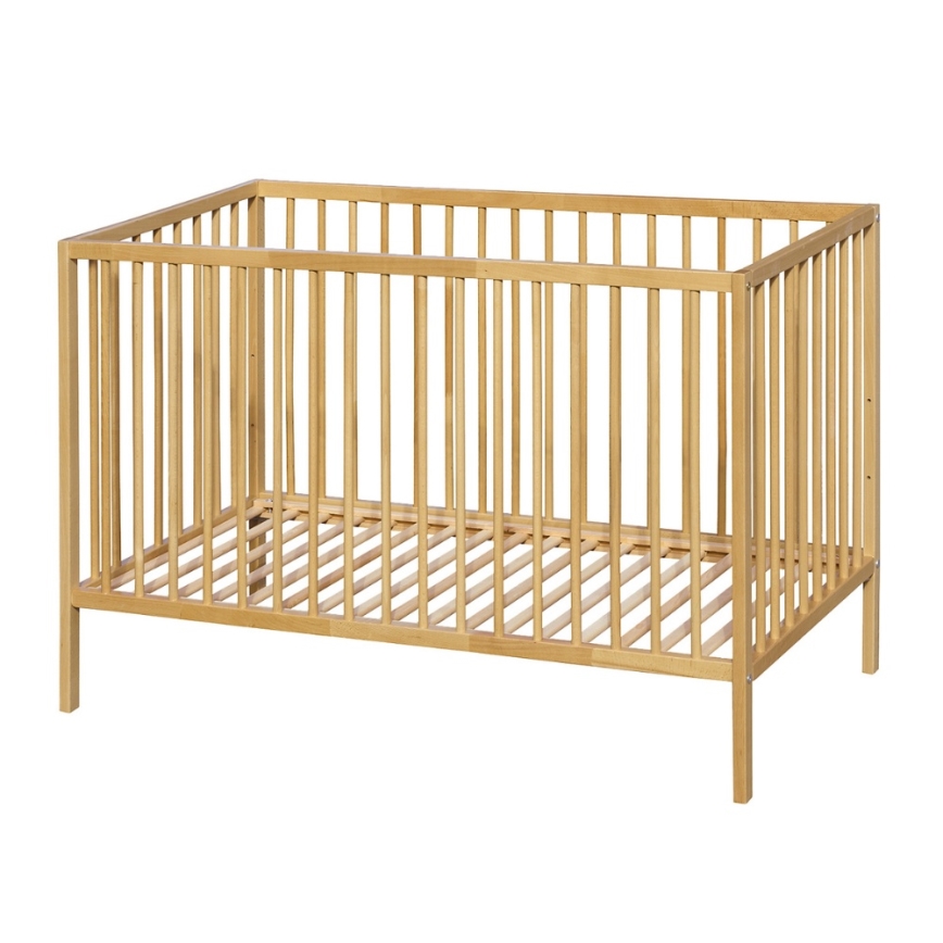 PETITE&MARS - Cuna para bebé + barrera de seguridad NELA BEECH 120x60 cm haya