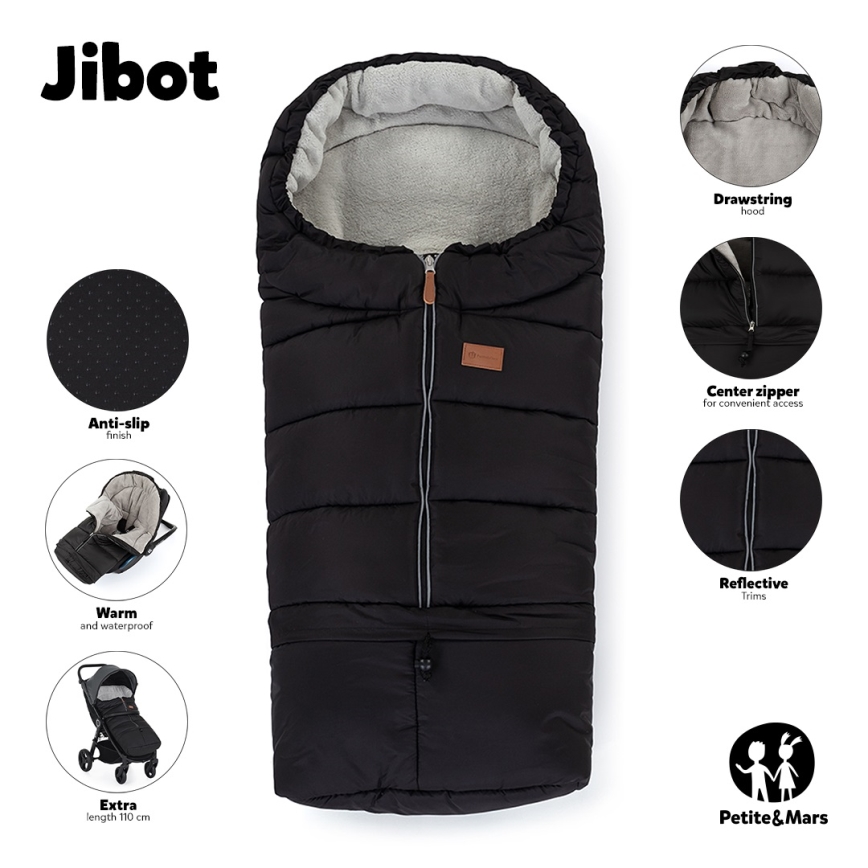 PETITE&MARS - SET Saco de bebé 3 en 1 JIBOT + manoplas para cochecito JASIE verde
