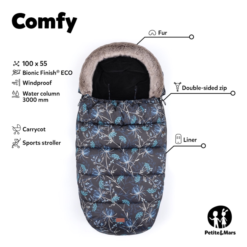 PETITE&MARS - Saco de Dormir para Bebé 4en1 COMFY Forever negro
