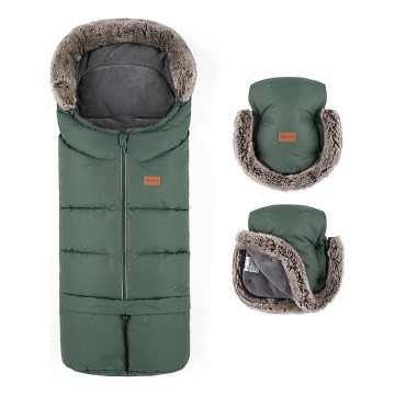 PETITE&MARS - SET Saco de Dormir para Bebé 4en1 ARCTIC + fundas para cochecito FURRY Veritable Khaki